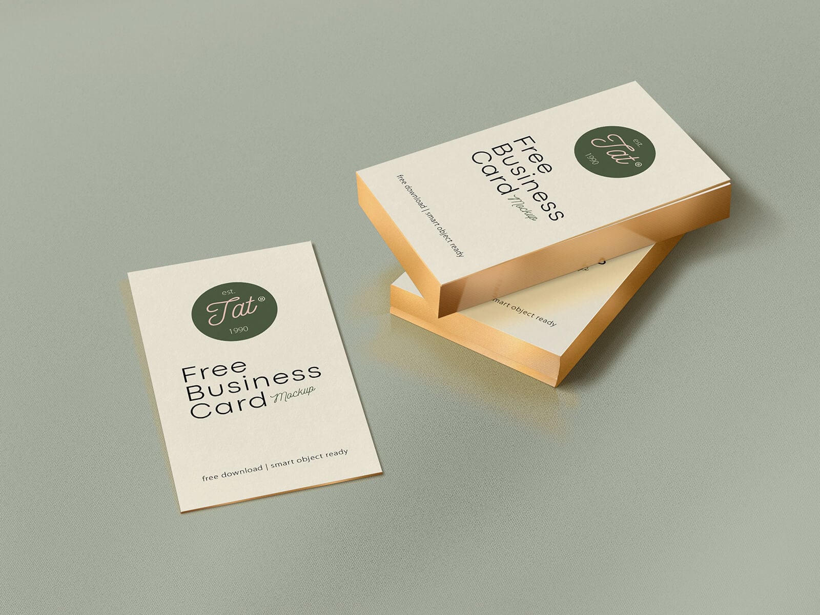 Free Gold Edge Letterpress Business Card Mockup PSD