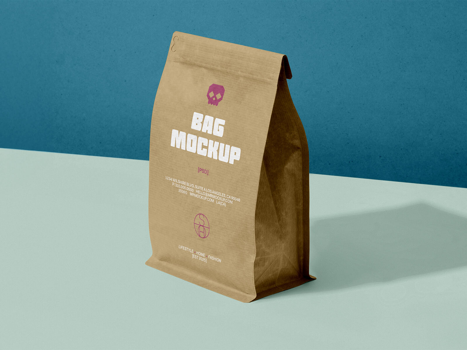 Free Kraft Coffee Standing Bag / Pouch Mockup PSD