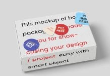 Free Packaging Box Mockup PSD With Stickers Free Packaging Box Mockup PSD With Stickers