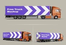 Free Premium Lorry Trailer Truck Mockup PSD Set