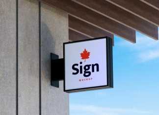 Free Premium Shop Sign Mockup PSD