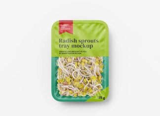 Free Radish Sprouts Food Tray Mockup PSD
