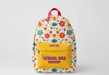 Free School Backpack Bag Mockup PSD
