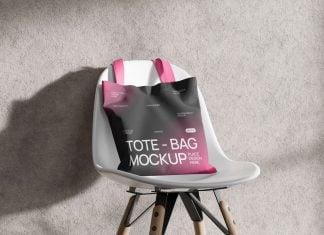 Free Tote Bag On Chair Mockup PSD