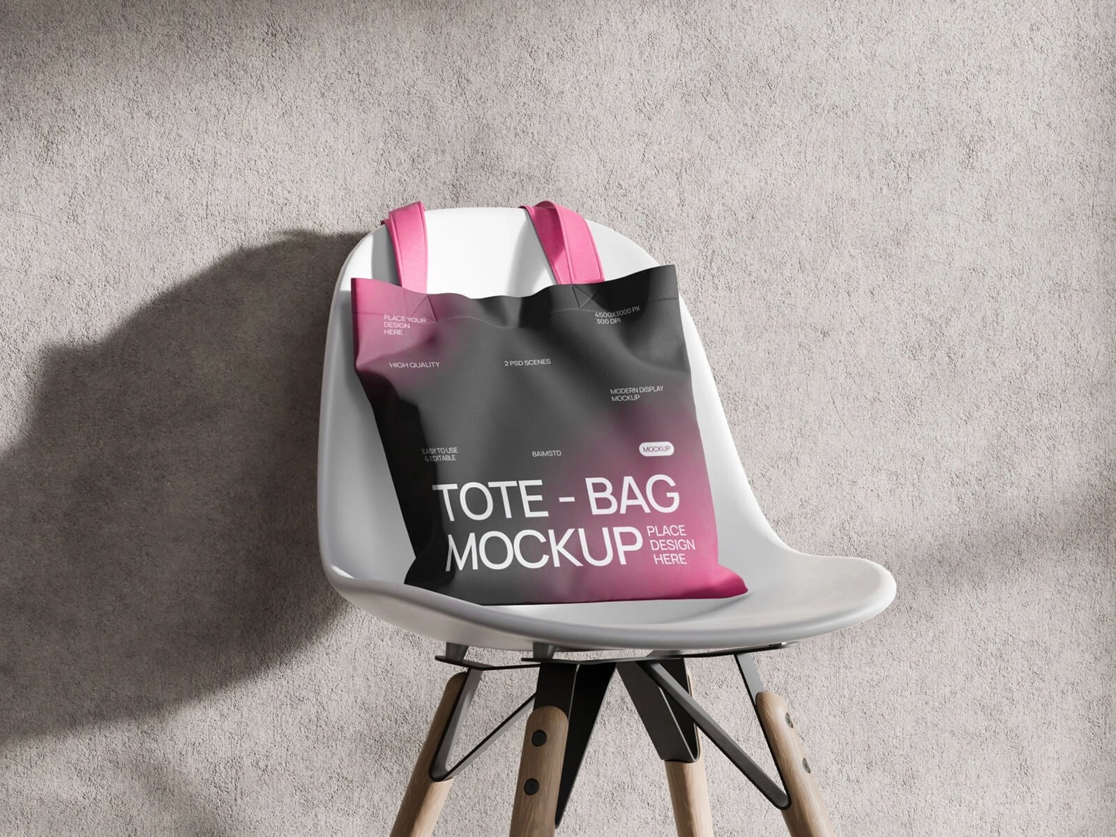 Free Tote Bag On Chair Mockup PSD