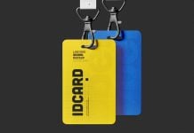 Free Two Hanging Lanyard ID Card Mockup PSD