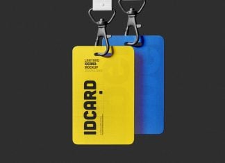 Free Two Hanging Lanyard ID Card Mockup PSD