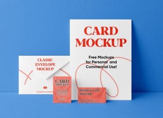 Free Standing Against Wall Stationery Mockup PSD
