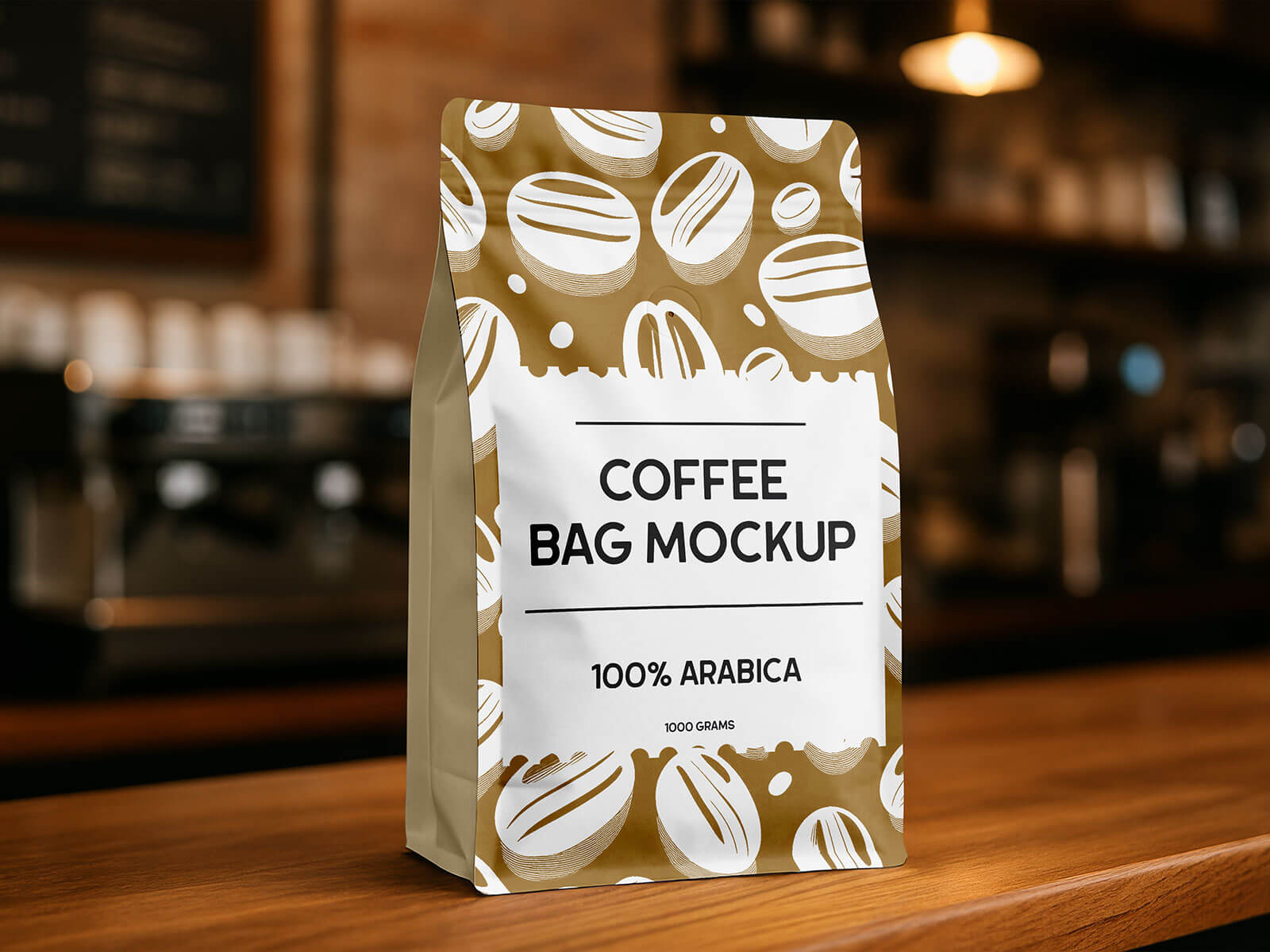 Free Large Size Coffee Standing Bag Mockup