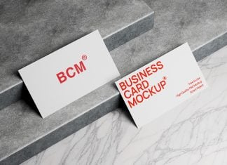 Free Perspective Two-Sided Business Card Mockup PSD