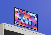 Free Ikea Table Studio Display Mockup PSD