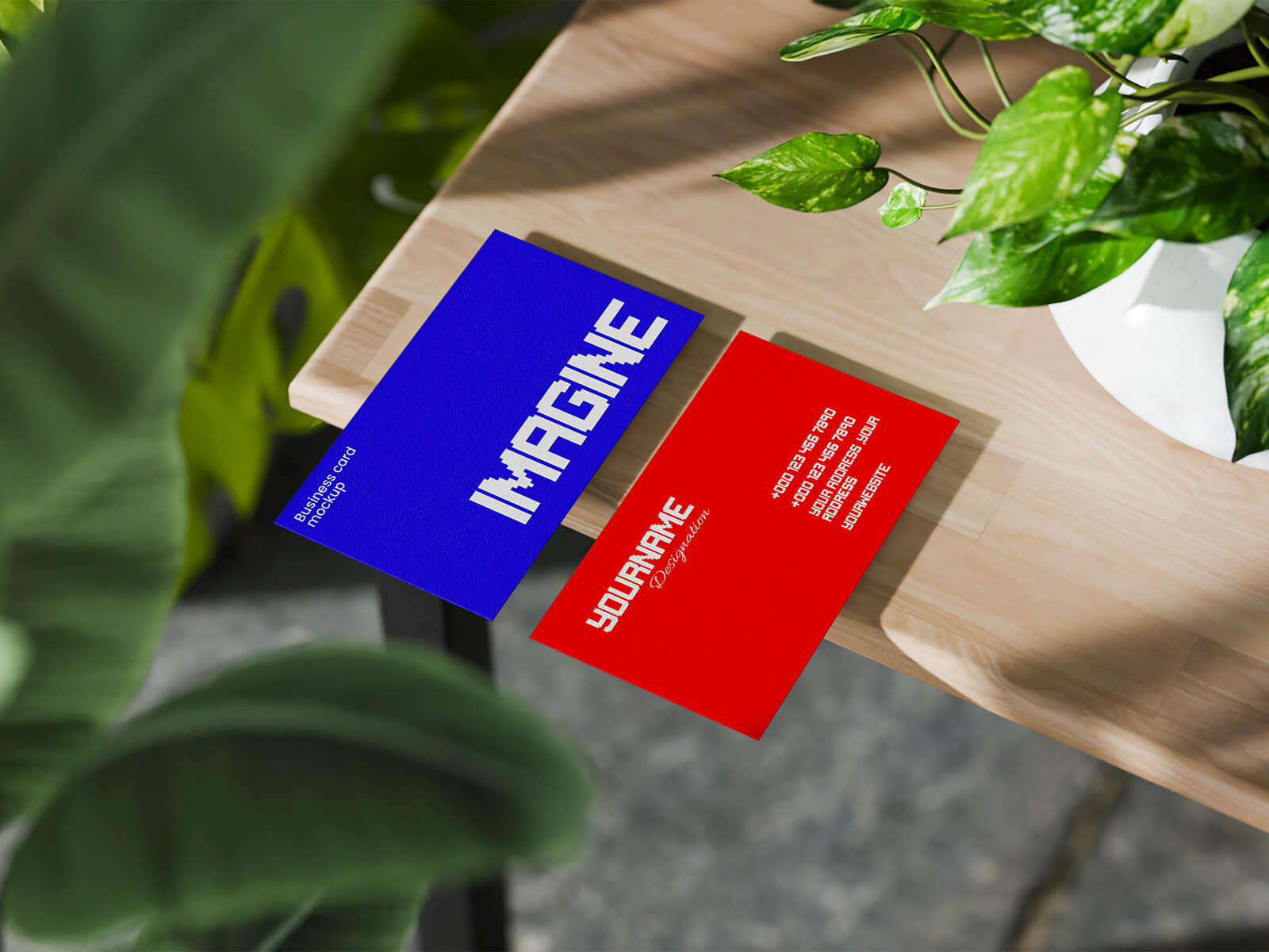 Free 2-Sided Perspective Business Card Mockup-PSD