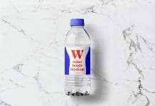 Free 500ml PET Water Bottle Mockup PSD