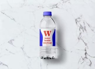 Free 500ml PET Water Bottle Mockup PSD