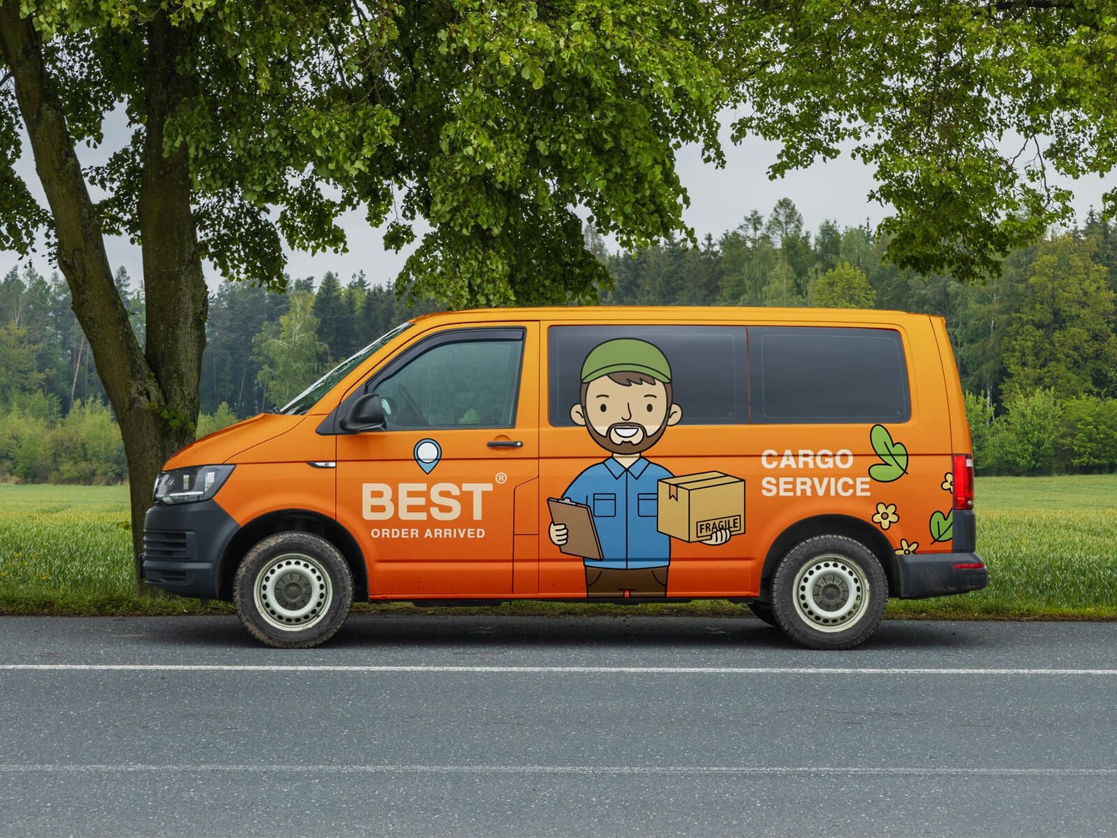 Free Cargo Van Mockup PSD