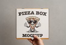 Free Hand Holding Pizza Box Mockup PSD