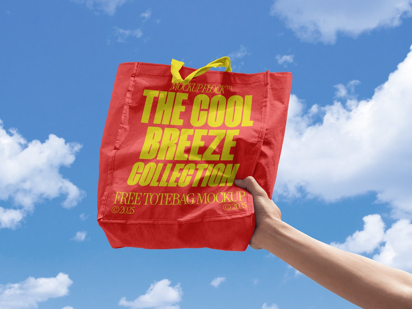 Free Hand-Holding Tote Shopping Bag Mockup PSD
