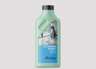 Free Household Cleaning Agent Plastic Bottle Mockup PSD