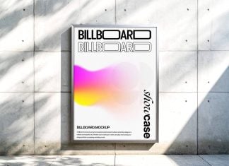 Free Large Wall Mounted Poster Mockup PSD