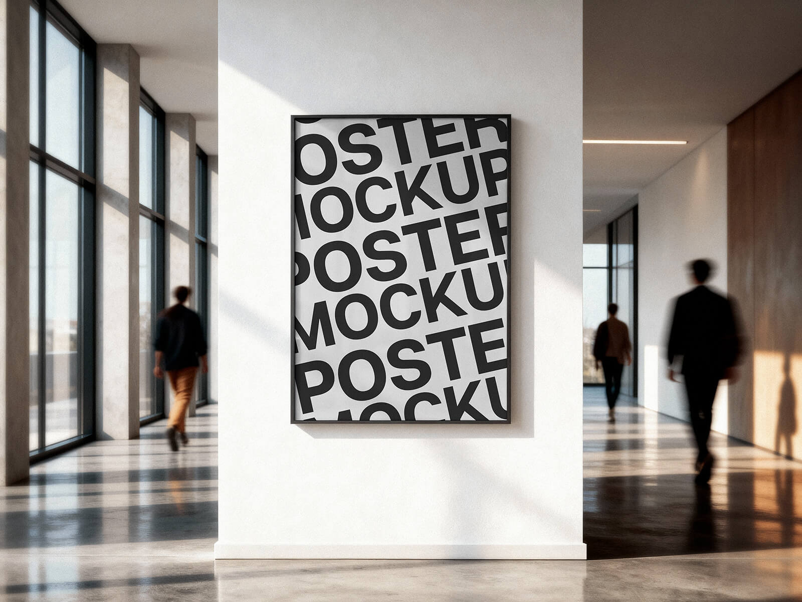 Free Office Wall Mounted Poster Mockup PSD