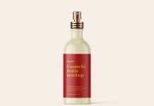 Free Premium Glossy Mist Spray Bottle Mockup PSD