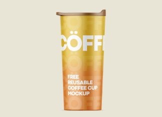 Free Reusable Coffee Cup Mockup PSD