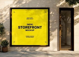 Free Storefront Square Poster Mockup PSD