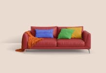 Free Studio Leather Sofa Mockup PSD