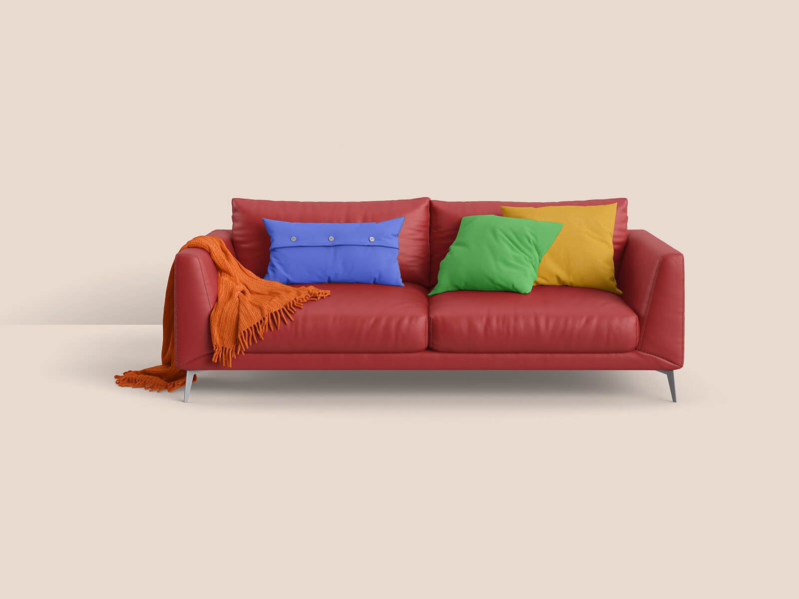 Free Studio Leather Sofa Mockup PSD