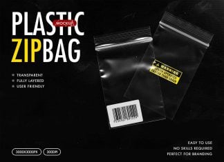 Free Transparent Plastic Ziplock Bag Mockup PSD