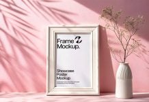 Free Tropical Shadows Beautiful Photo Frame Mockup PSD