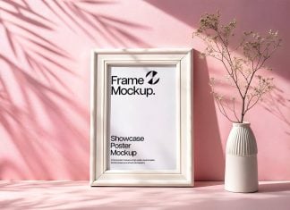 Free Tropical Shadows Beautiful Photo Frame Mockup PSD