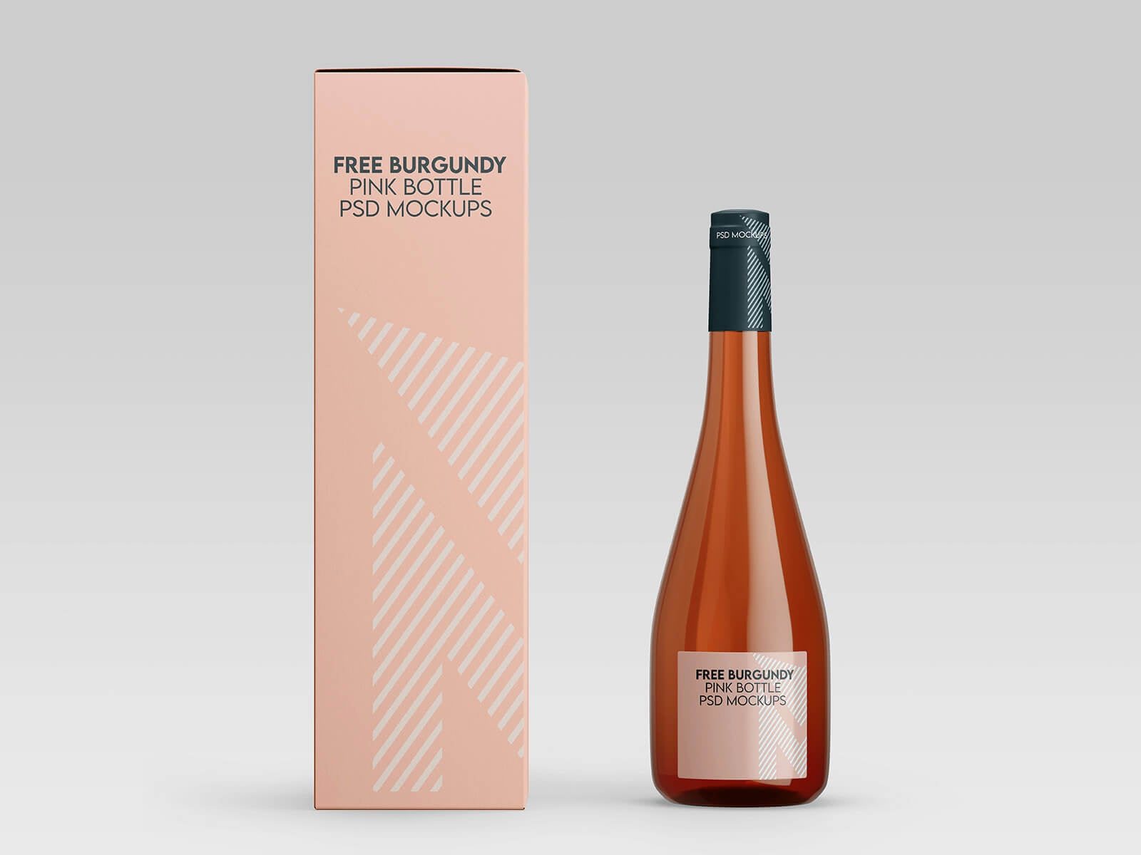Free Burgundy Pink Bottle Mockup PSD Set