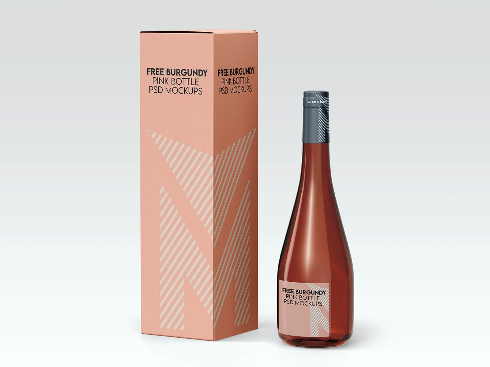 Free Burgundy Pink Bottle Mockup PSD Set