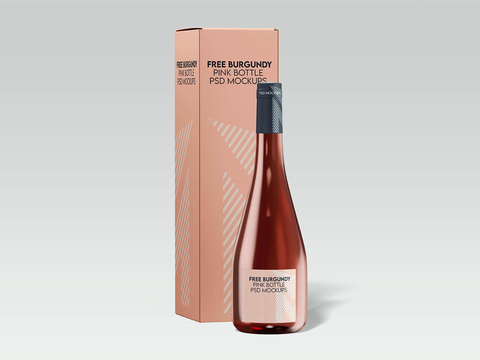 Free Burgundy Pink Bottle Mockup PSD Set