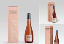 Free Burgundy Pink Bottle Mockup PSD Set