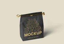Free Standup Paper Bag with Golden Clip Mockup PSD
