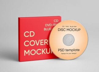 Free CD Disc & Box Mockup PSD