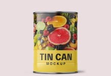 Free Glossy Food Tin Can Mockup PSD