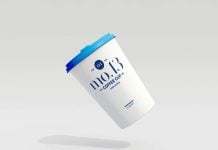 Free Floating Paper Coffee Cup Mockup PSD