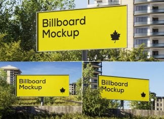 Free Landscape Urban Billboard Mockup PSD