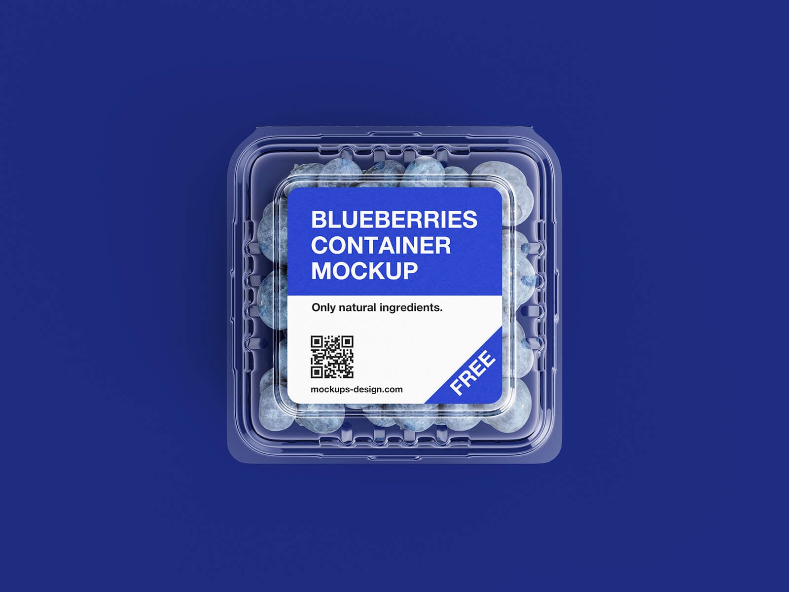 Free Blueberries Plastic Container Mockup PSD