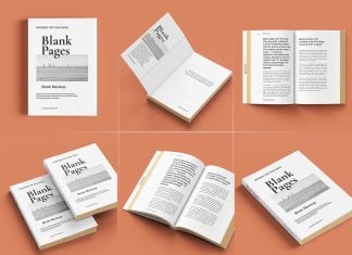 book title and inner pages book mockup set