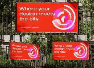 3 Free Urban Fence Billboard Mockup PSD Files
