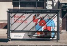 Free Bus Stop Backdrop Mockup PSD