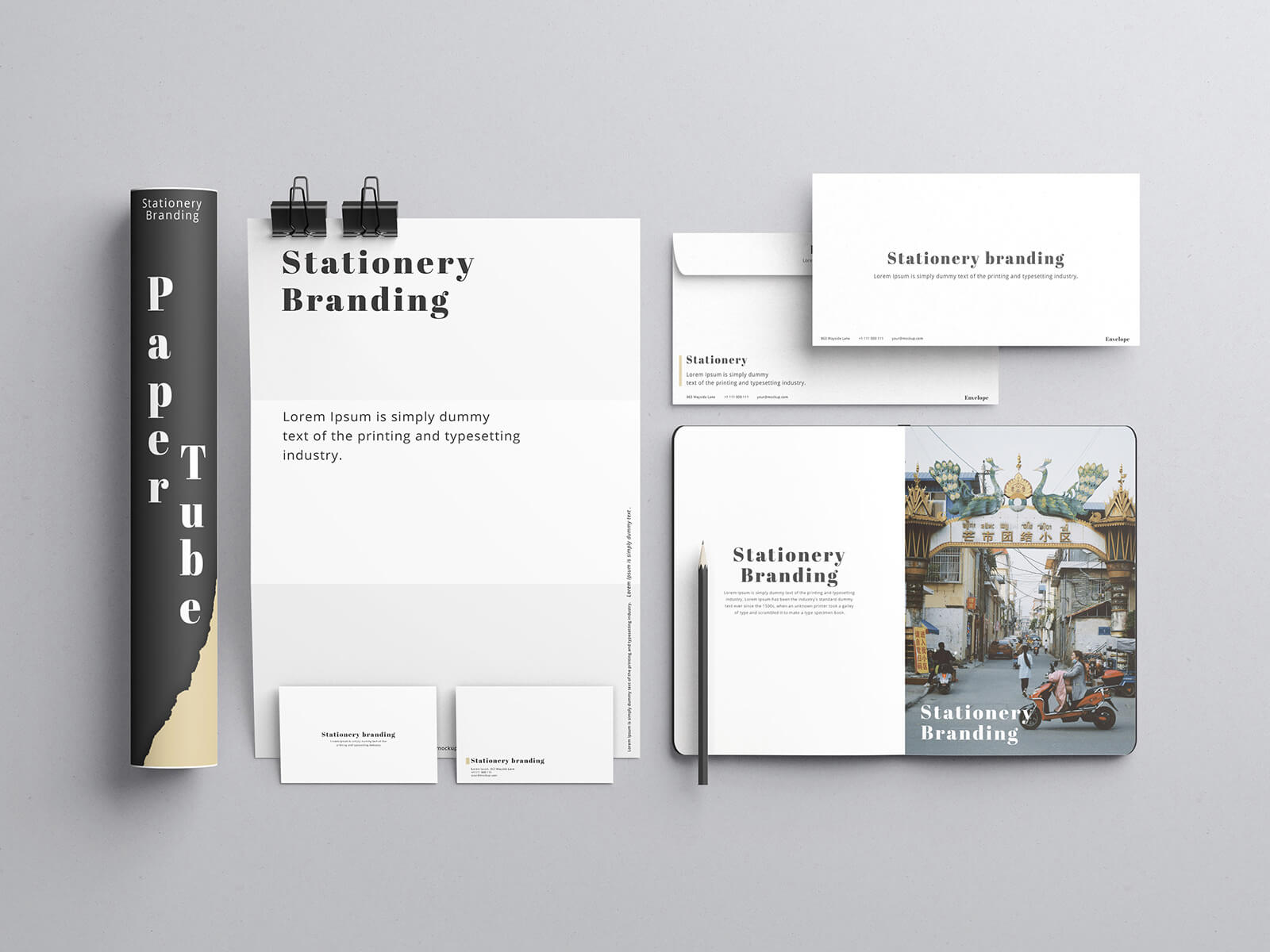 Free Clean Stationery Branding Mockup PSD