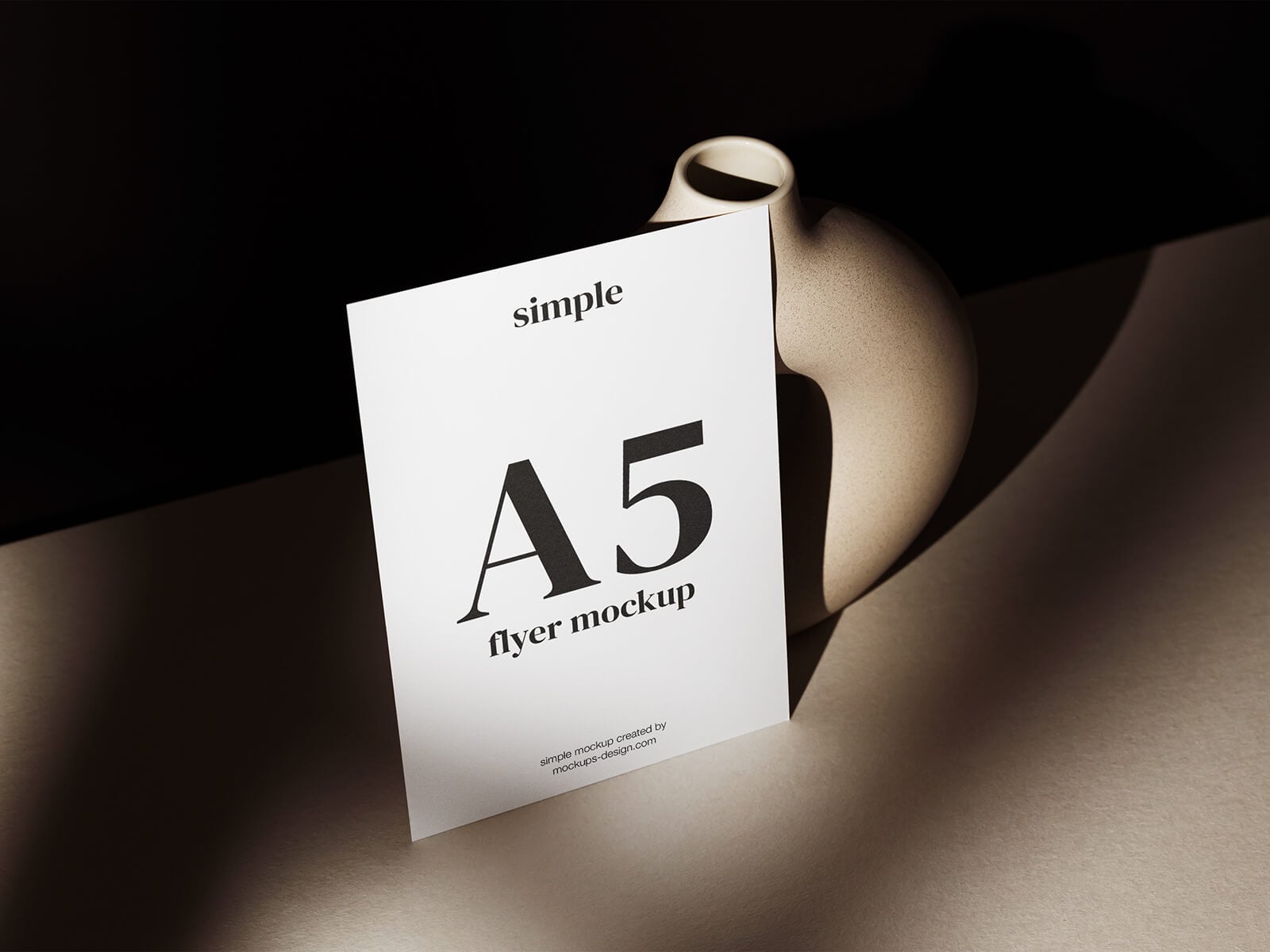 Free Dark Background A5 Flyer Mockup PSD
