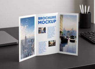 Free Desktop Tri-fold Brochure Mockup PSD