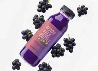 Free Grape Fruit Juice Bottle Mockup PSD