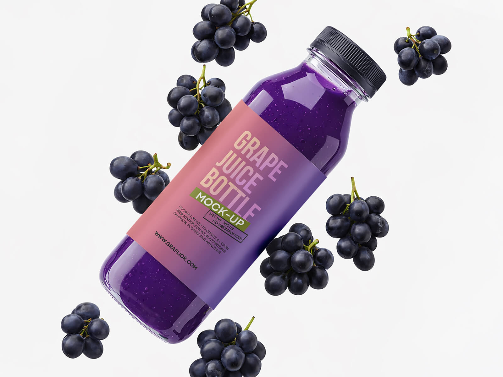 Free Grape Fruit Juice Bottle Mockup PSD 